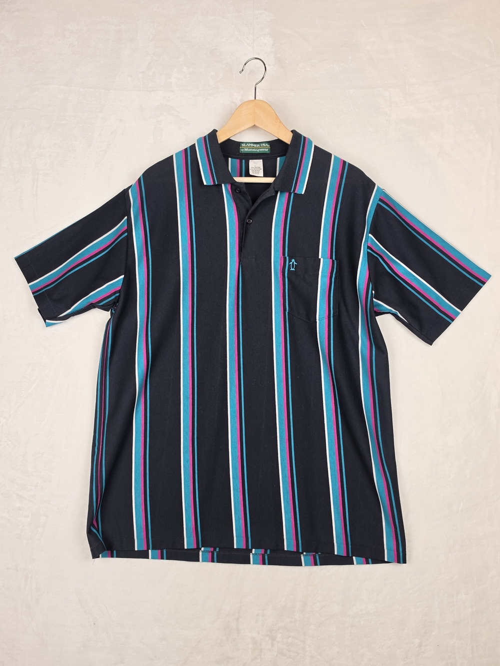 Vintage Slammer USA by Munsingwear Penguin Polo Mens XL Striped Made in USA